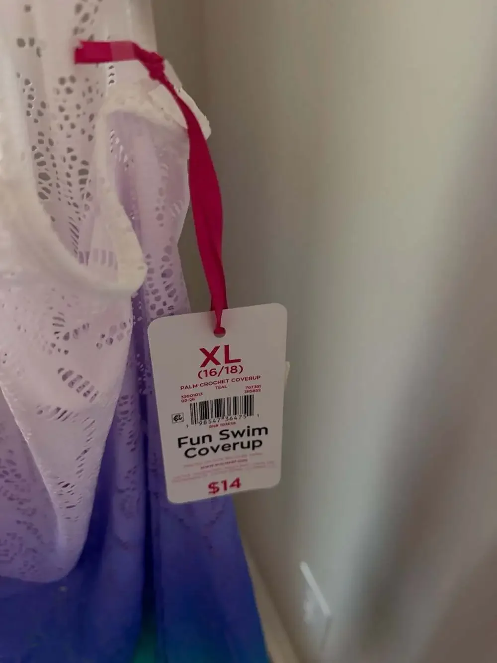 Justice Palm Crochet Coverup Size XL (16/18) White Blue Ombre
